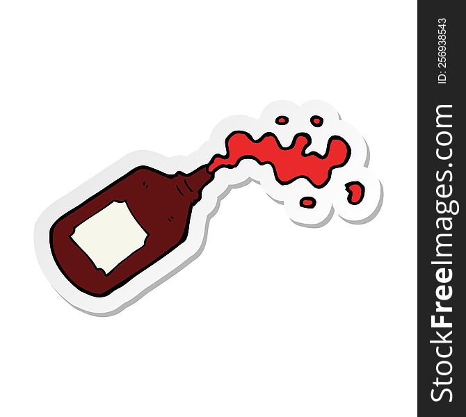 sticker of a cartoon squirting blood bottle
