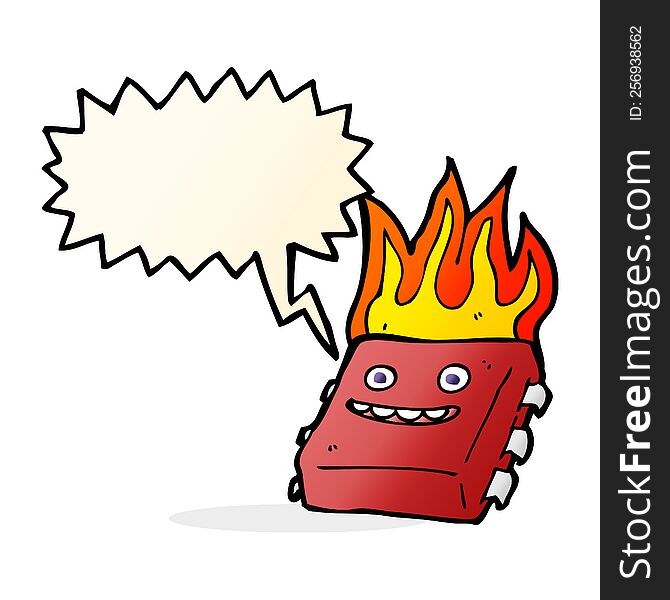 cartoon red hot computer chip with speech bubble