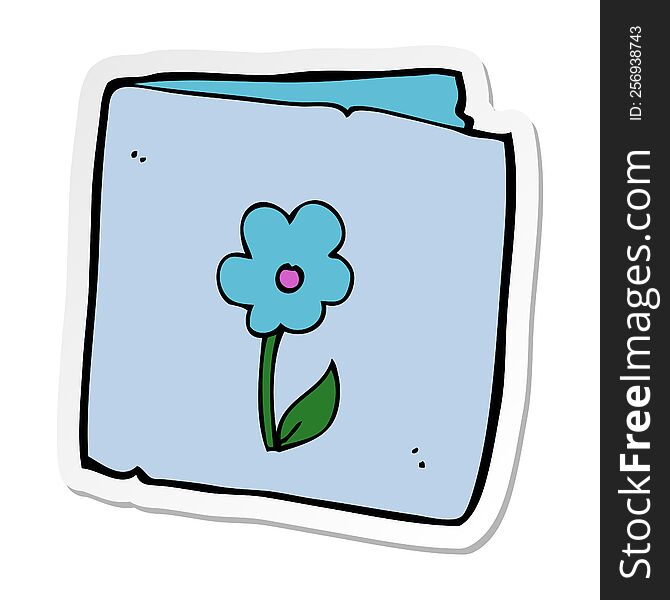 Sticker Of A Cartoon Flower Greeting Card