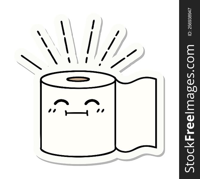 Sticker Of Tattoo Style Toilet Paper Character