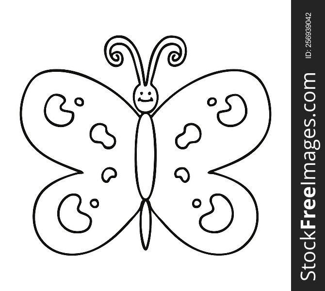 Quirky Line Drawing Cartoon Butterfly