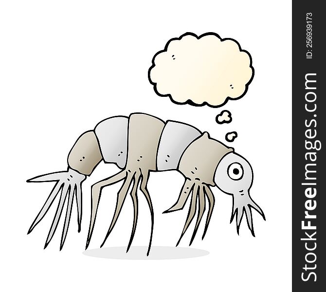 Cartoon Shrimp With Thought Bubble