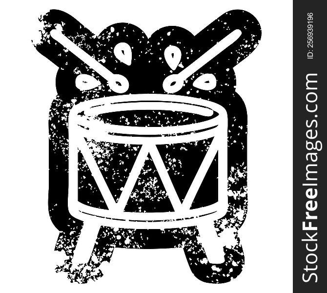 beating drum distressed icon symbol