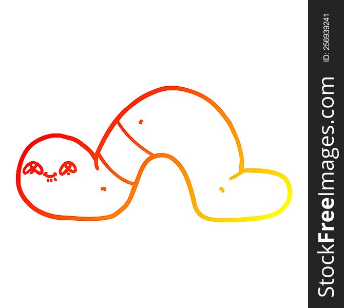 warm gradient line drawing of a cartoon worm