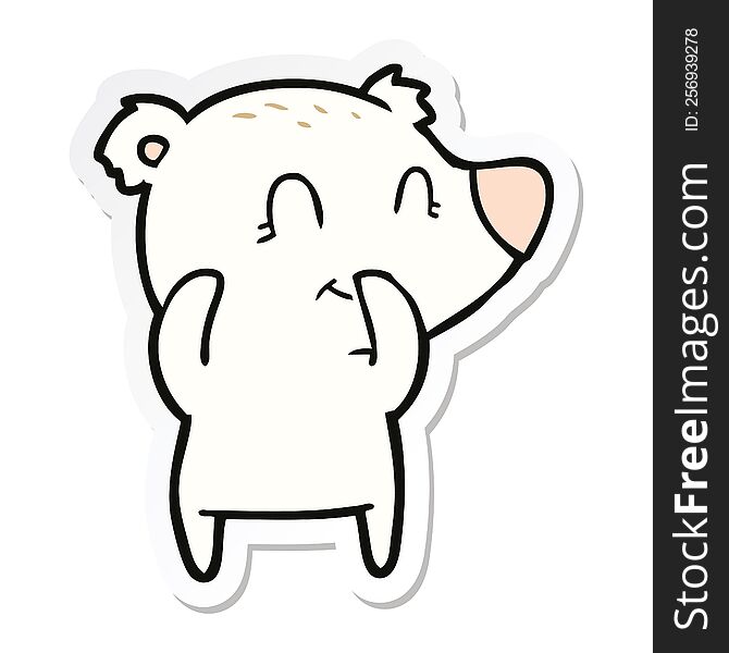 Sticker Of A Giggling Polar Bear Cartoon