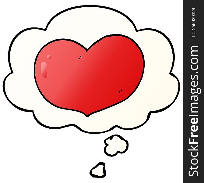 Cartoon Love Heart And Thought Bubble In Smooth Gradient Style
