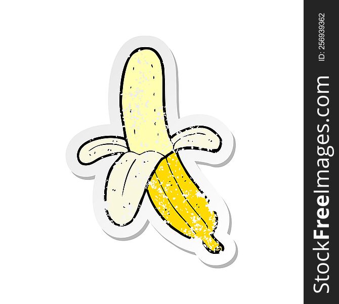 Retro Distressed Sticker Of A Cartoon Peeled Banana