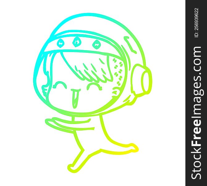 cold gradient line drawing happy cartoon space girl