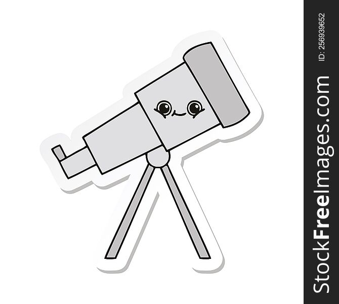 Sticker Of A Cute Cartoon Telescope