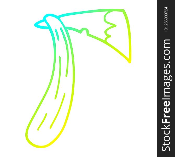 Cold Gradient Line Drawing Cartoon Of An Axe