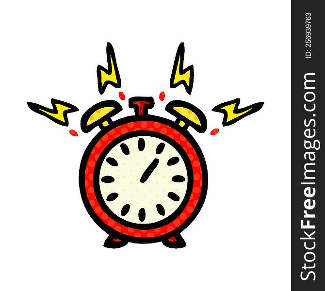 comic book style cartoon ringing alarm clock