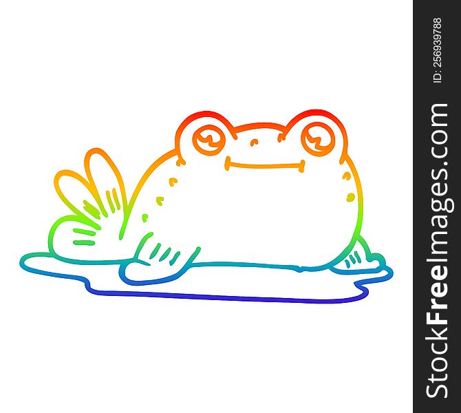 Rainbow Gradient Line Drawing Cartoon Fish