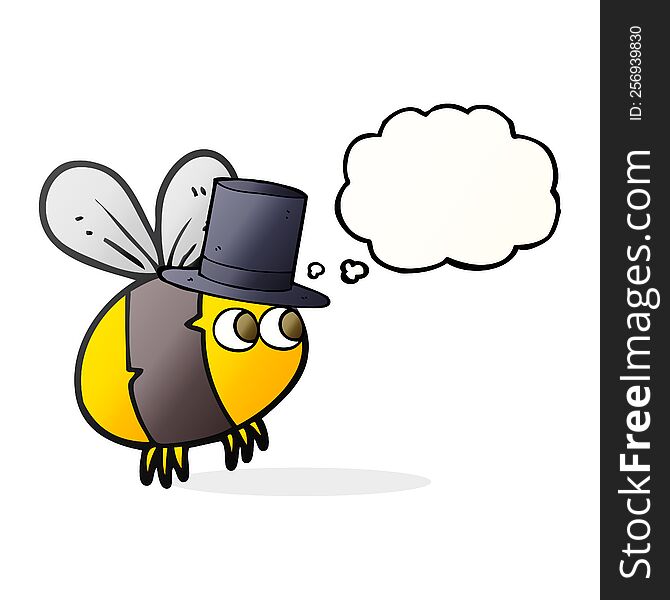 Thought Bubble Cartoon Bee In Top Hat