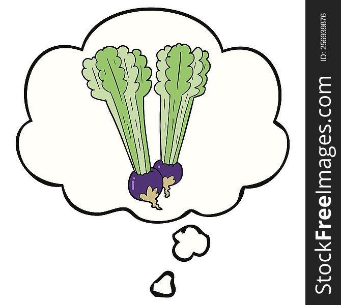 Cartoon Beetroot And Thought Bubble