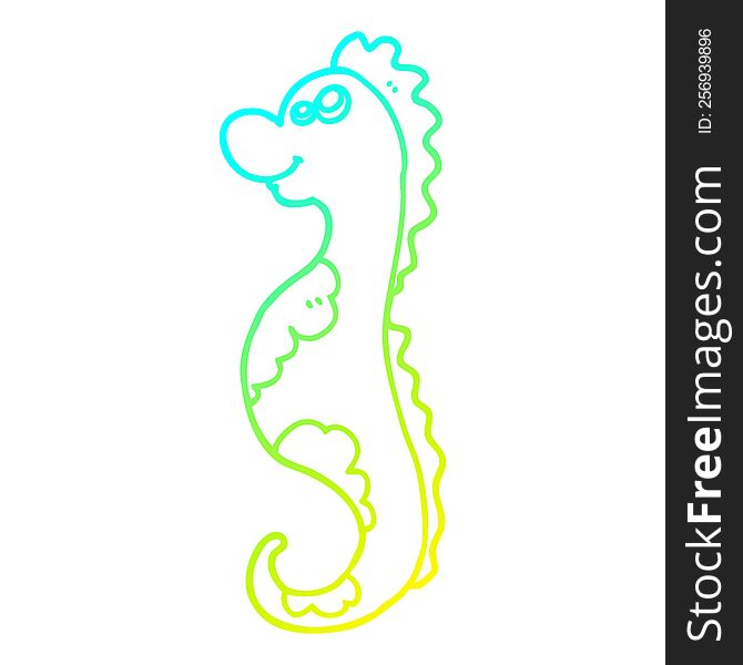 Cold Gradient Line Drawing Cartoon Sea Horse
