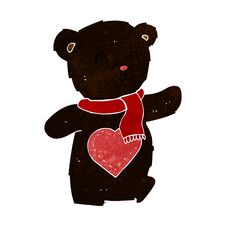 Cartoon White Teddy Bear With Love Heart Stock Photo