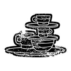 Grunge Icon Drawing Of Colourful Bowls And Plates Stock Images