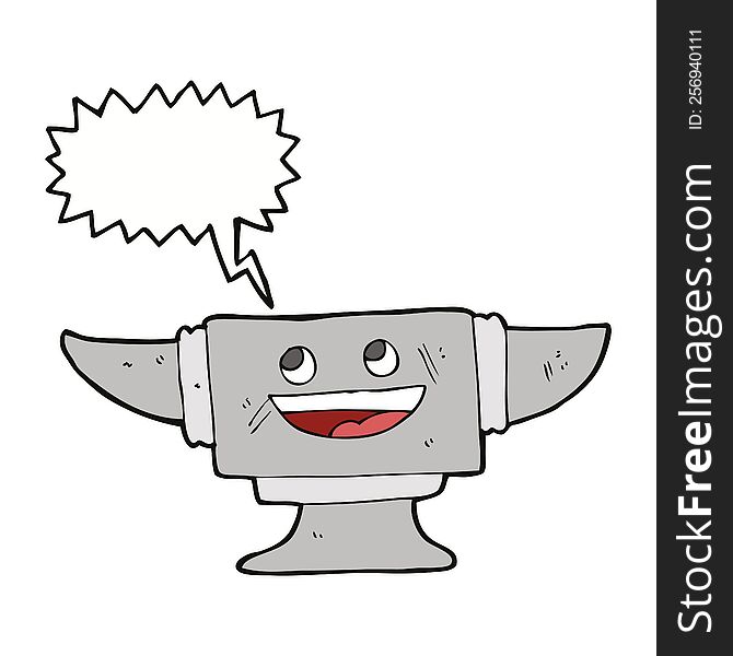 Cartoon Blacksmith Anvil With Speech Bubble