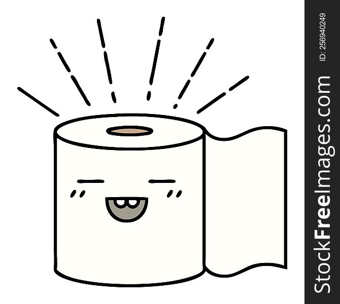 illustration of a traditional tattoo style toilet paper character