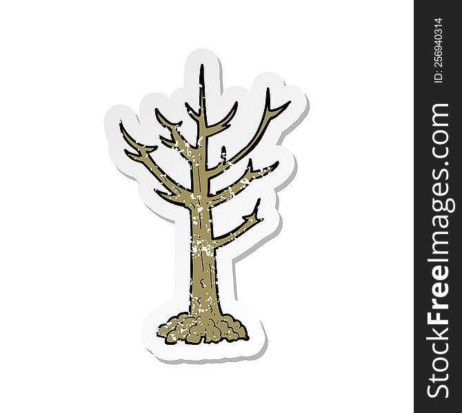 retro distressed sticker of a cartoon naked tree