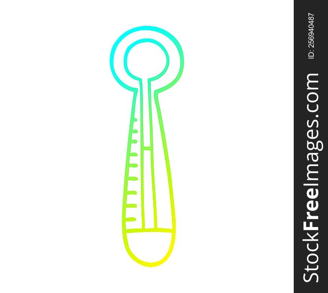 cold gradient line drawing of a cartoon hot thermometer