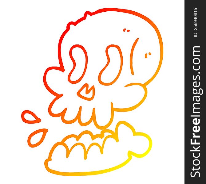 Warm Gradient Line Drawing Funny Cartoon Skull