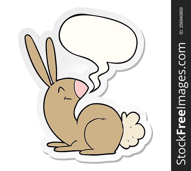 Cute Cartoon Rabbit And Speech Bubble Sticker