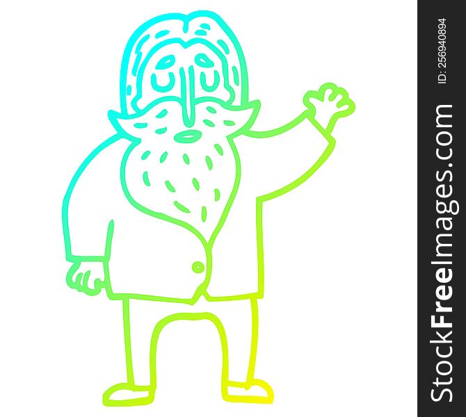 cold gradient line drawing of a cartoon bearded man