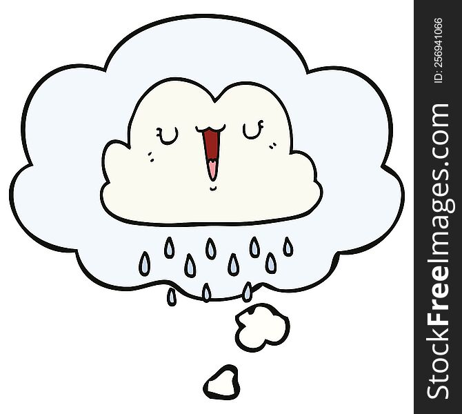 cartoon storm cloud with thought bubble. cartoon storm cloud with thought bubble