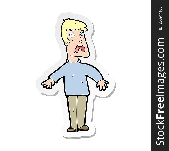 Sticker Of A Cartoon Terrified Man