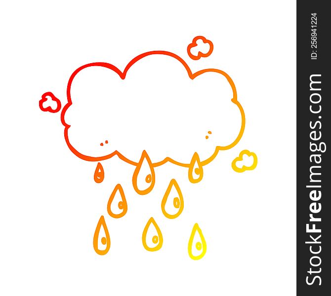 Warm Gradient Line Drawing Cartoon Cloud Raining
