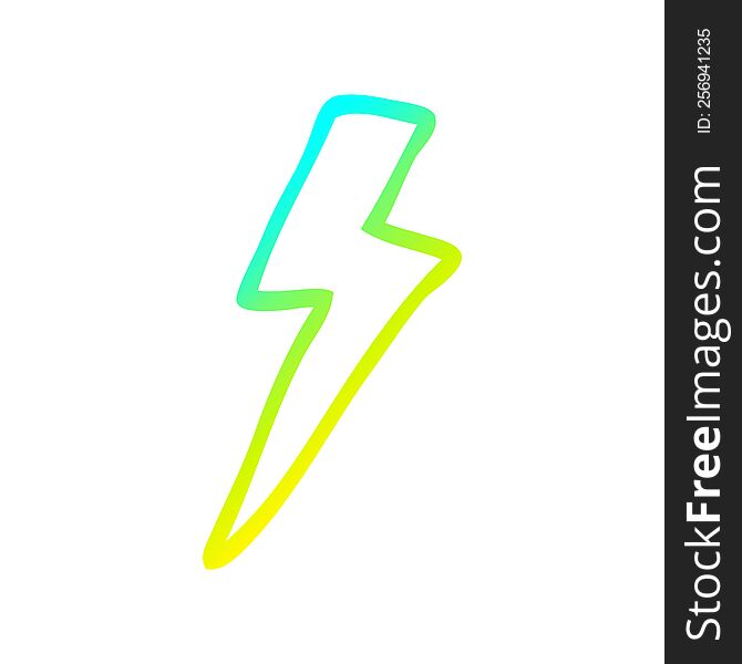 Cold Gradient Line Drawing Cartoon Lightning Bolt