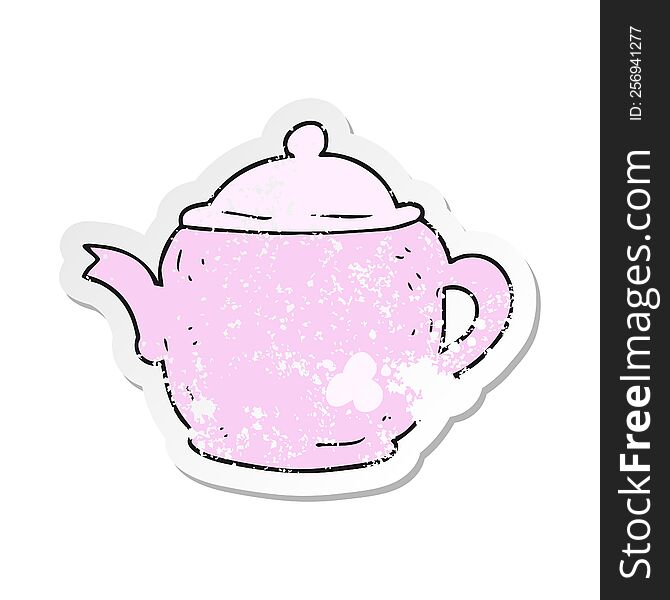 retro distressed sticker of a cartoon teapot