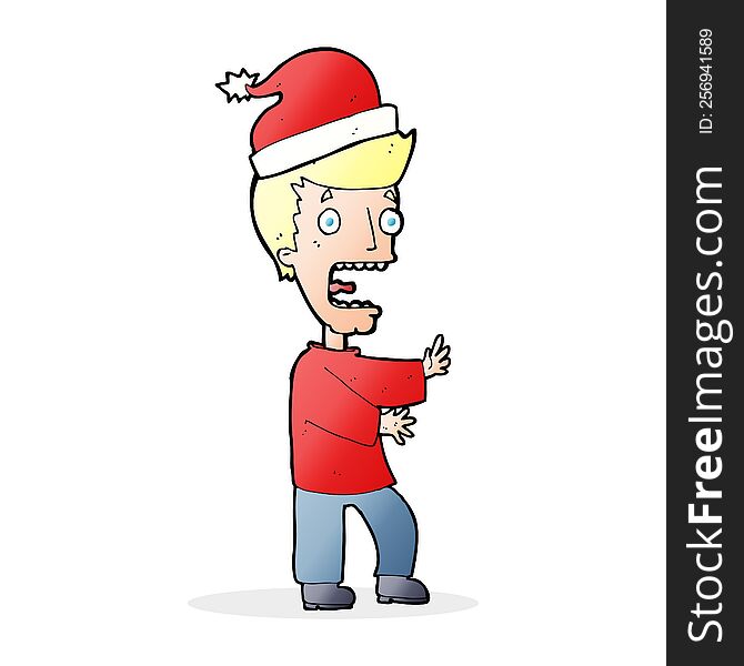 cartoon man getting ready for christmas. cartoon man getting ready for christmas