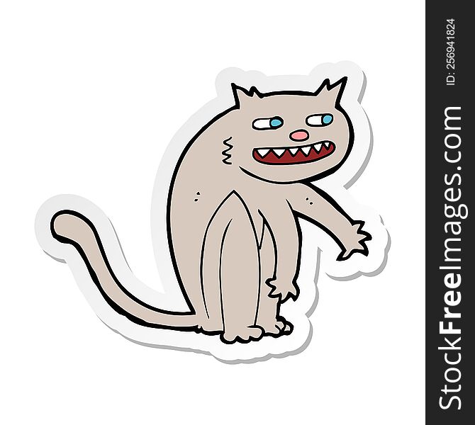 Sticker Of A Cartoon Happy Cat