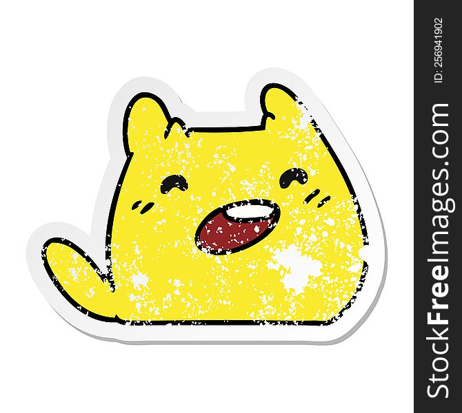Distressed Sticker Cartoon Of Kawaii Alien Pet