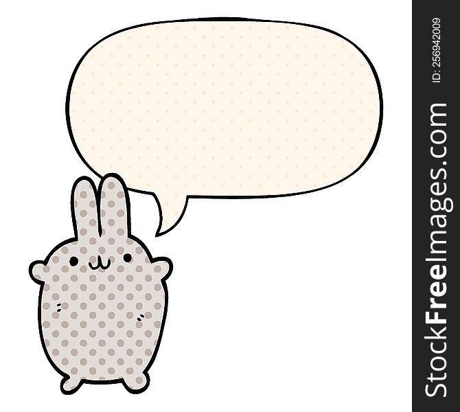 Cartoon Rabbit And Speech Bubble In Comic Book Style