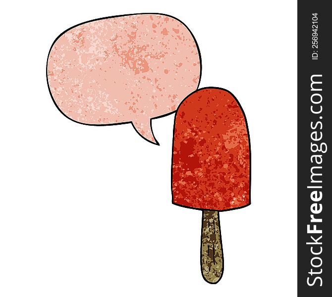 Cartoon Lollipop And Speech Bubble In Retro Texture Style