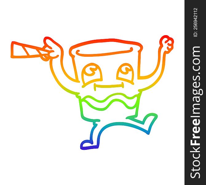 rainbow gradient line drawing of a cartoon animated whisky glass