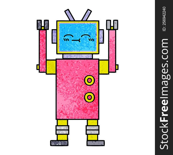 Retro Grunge Texture Cartoon Robot