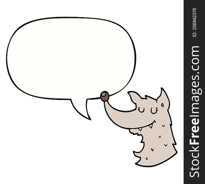 Cartoon Wolf And Speech Bubble