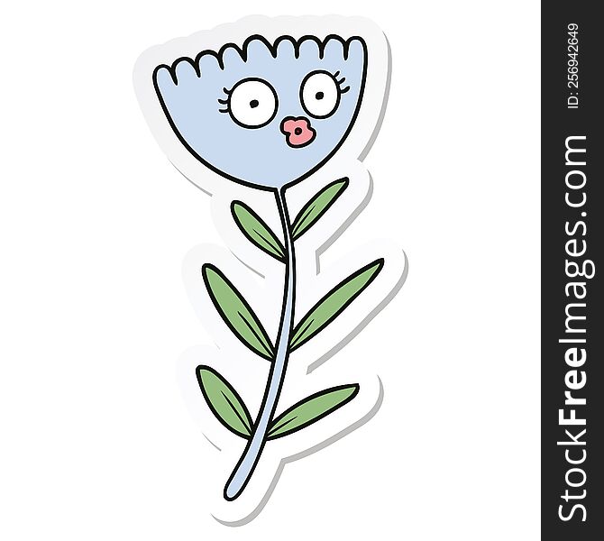 Sticker Of A Cartoon Flower Dancing