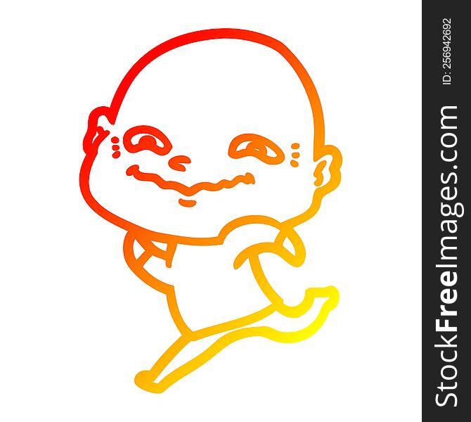 Warm Gradient Line Drawing Cartoon Creepy Guy