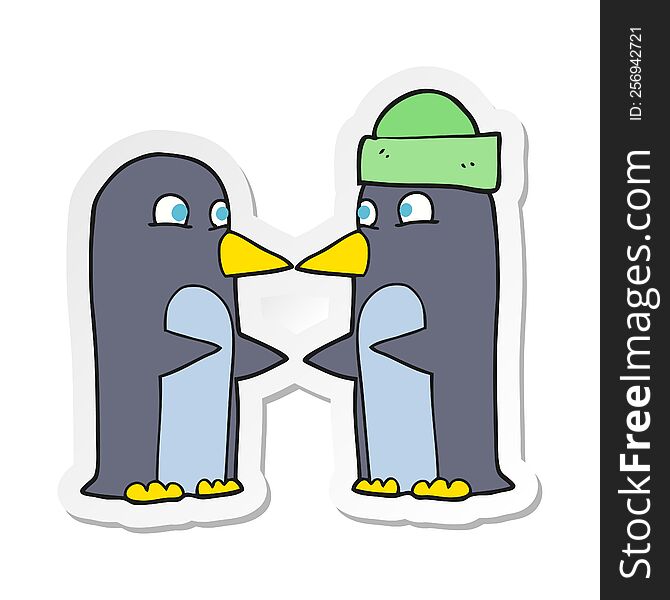 Sticker Of A Cartoon Penguins