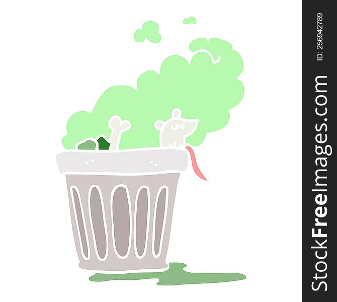 flat color illustration cartoon smelly garbage can