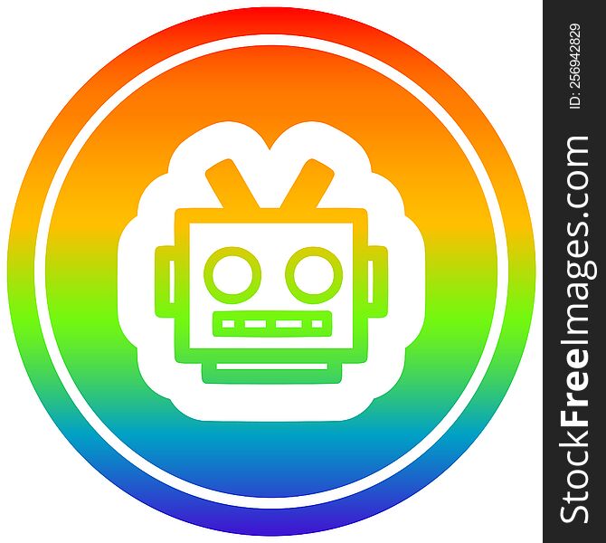 Robot Head Circular In Rainbow Spectrum