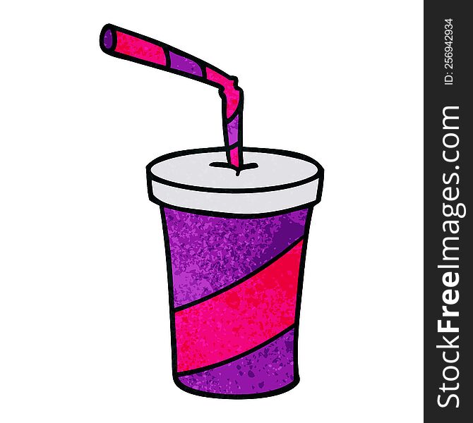 hand drawn textured cartoon doodle of fastfood drink