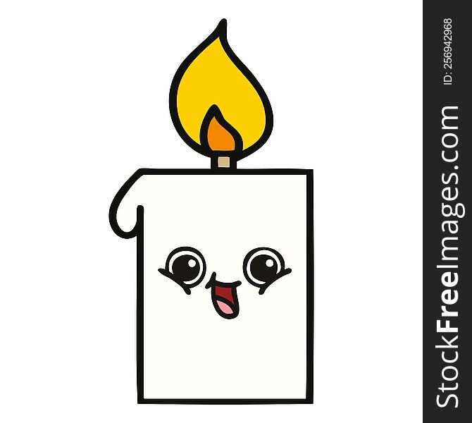 cute cartoon of a lit candle. cute cartoon of a lit candle