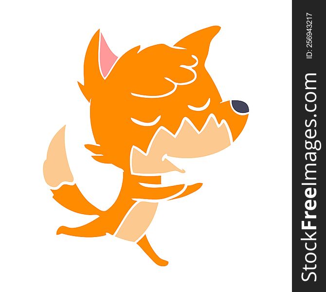 Friendly Flat Color Style Cartoon Fox Running