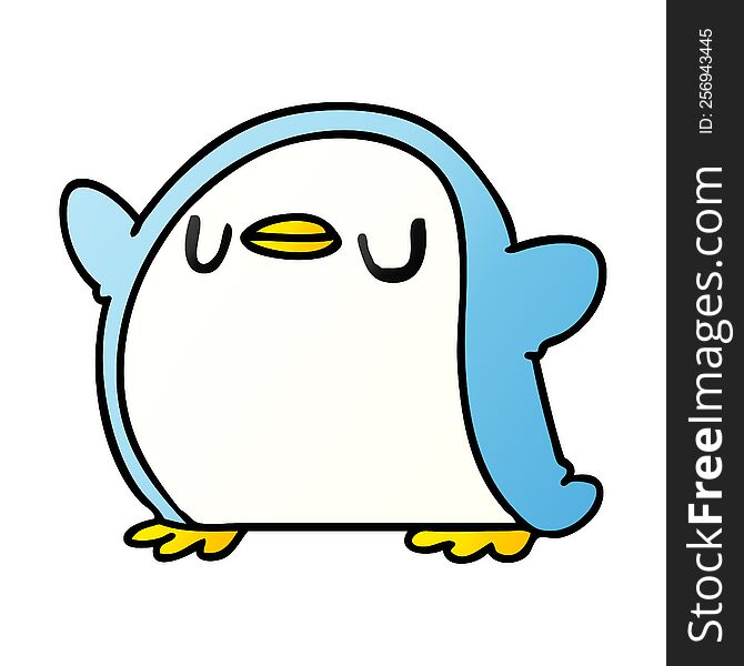 Gradient Cartoon Kawaii Of A Cute Penguin